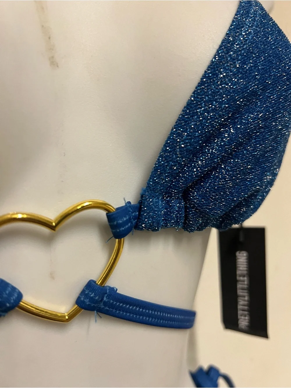 PrettyLittleThing Heart Trim Glitter Triangle Bikini Set